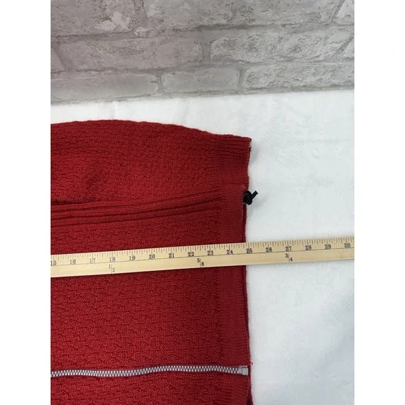 New Susan Fosse Cardigan Aluoen Norway Wool Full Zip Sweater Red Black Small